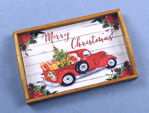 T709 Poinsettia Red Truck Tray